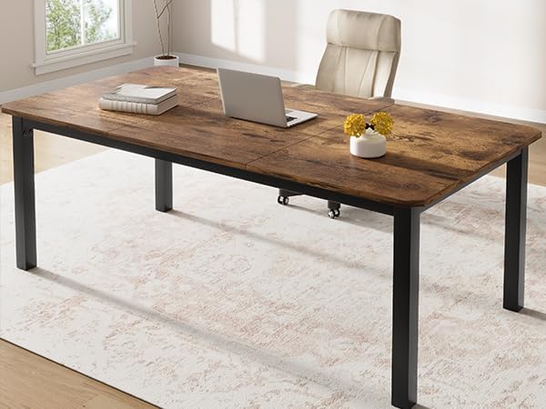 78.7 Inch Long Computer Desk, Large Industrial Office 2 Person Desk Workstation - Image 3
