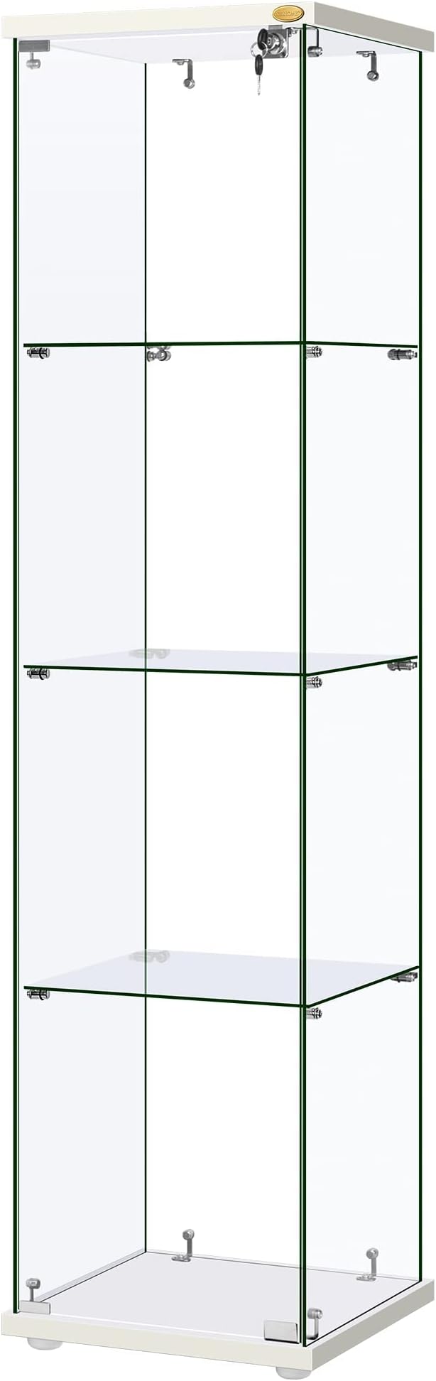VIVOHOME 4 Layers 15.7''W x 15.7''D x 62.6''H Glass Display Cabinet Countertop by VIVOHOME