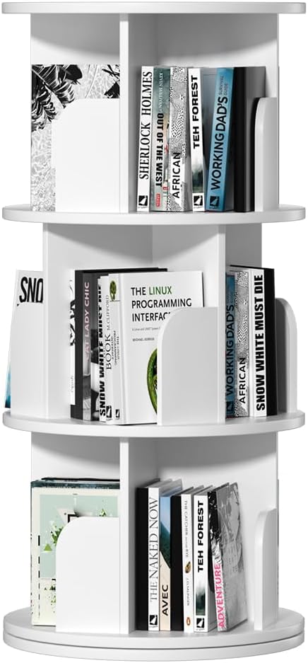 Nidouillet Rotating Bookshelf, Revolving Bookcase 360 Display Round Bookshelf by Nidouillet
