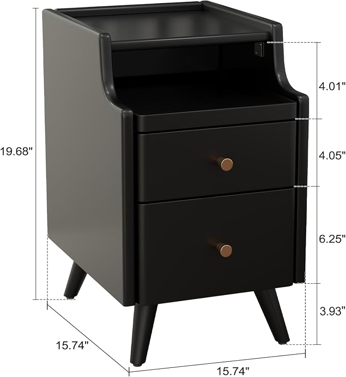 Wood Nightstand, Bedside Table for Bedroom - Image 2