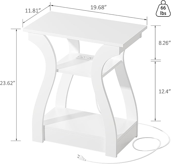 End Tables Living Room Set of 2, End White Table - Image 2