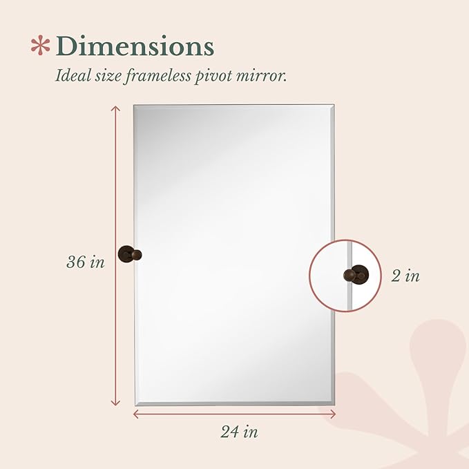 Hamilton Hills 24x36 inch Frameless Pivot Mirrors - Image 3