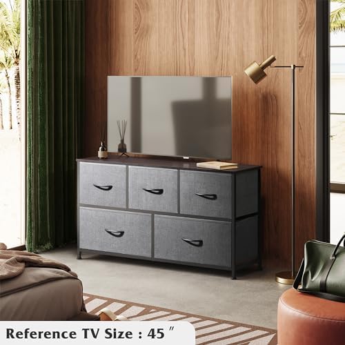 WLIVE Dresser for Bedroom with 5 Drawers, Wide Chest of Drawers, Fabric Dresser - Image 4