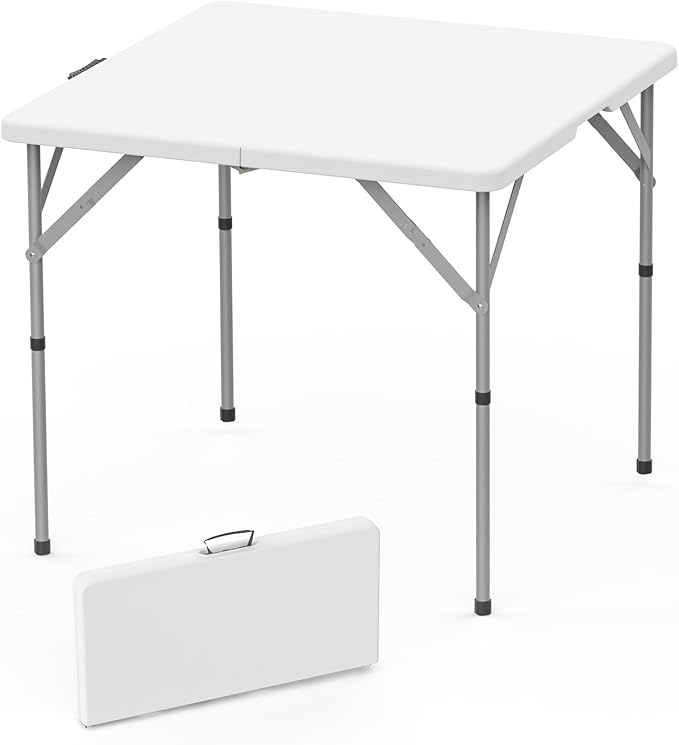 HLPB 34'' Square Folding Card Table, Fold-in-Half Portable Dining Table - Image 4