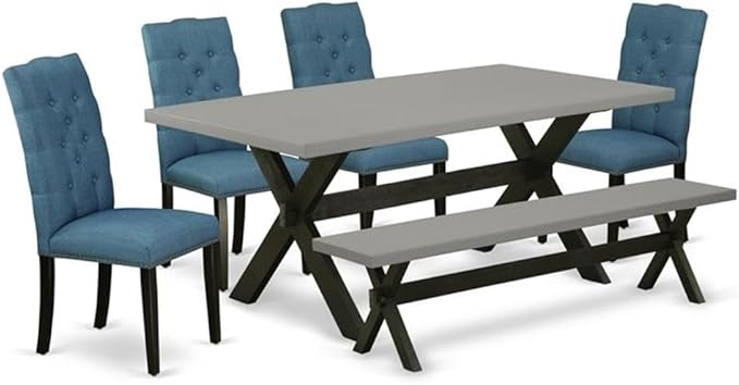East West Furniture X697EL121-6 6 Piece Dining Set Contains a Rectangle Dining by EastWestFurniture