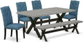 East West Furniture X697EL121-6 6 Piece Dining Set Contains a Rectangle Dining by EastWestFurniture