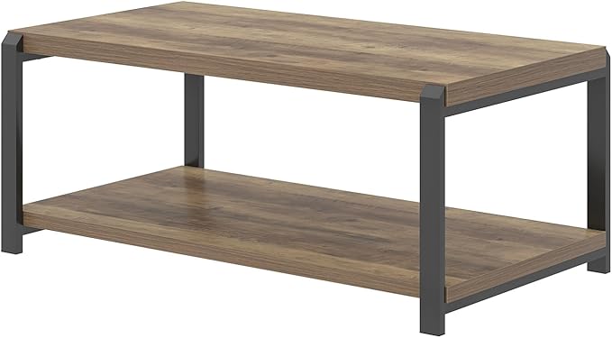 EXCEFUR Modern Coffee Table, Rustic Wood and Metal Center Table - Image 9