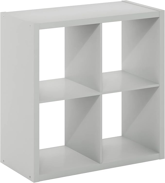 Furinno Cubicle Open Back Decorative Cube Storage Organizer, Light Grey - Image 8