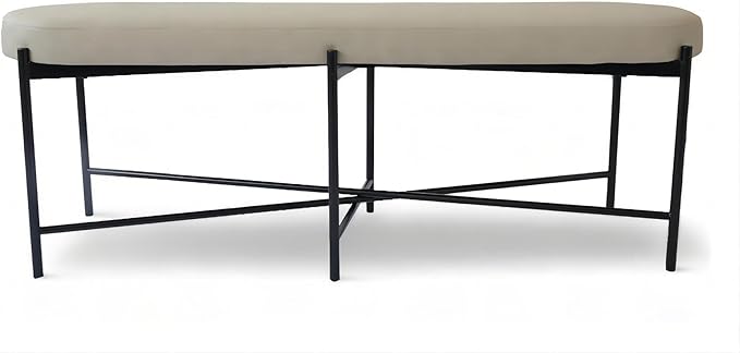 54” upholstered Vegan Leather Accent Ottoman Bench by SORBARIA