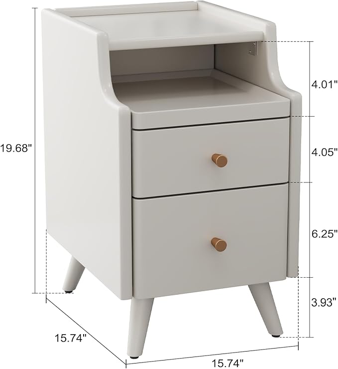 Wood Nightstand, Bedside Table for Bedroom - Image 2