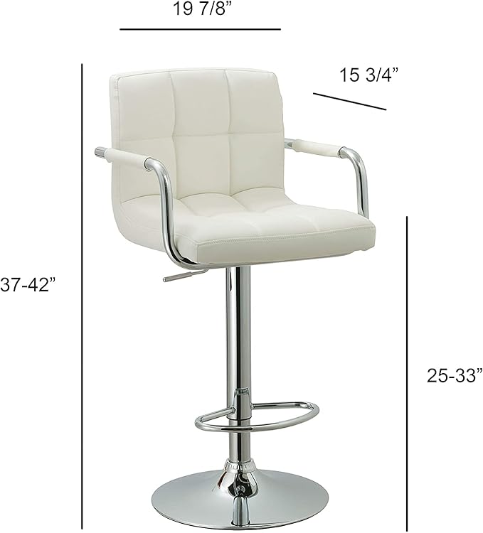 AC Pacific Contemporary Adjustable Swivel Kitchen Bar Stool Chair - Image 3