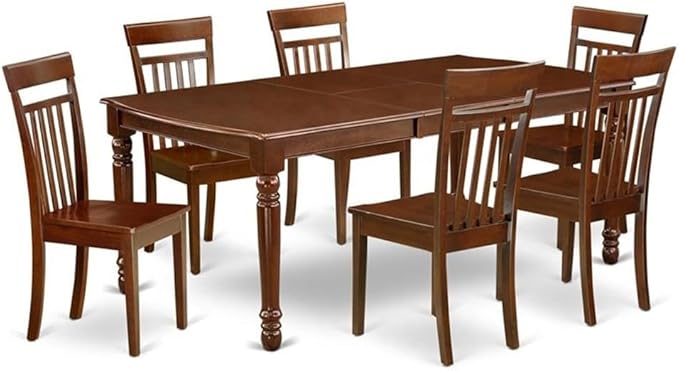 East West Furniture DOCA7-MAH-W 7 Piece Dining Table Set Consist of a Rectangle by EastWestFurniture