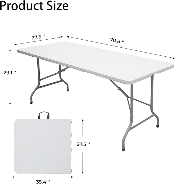 Folding Table 6ft Plastic Folding Table Indoor & Outdoor - Image 3