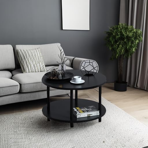 Small Round Coffee Table with Open Storage - Image 5