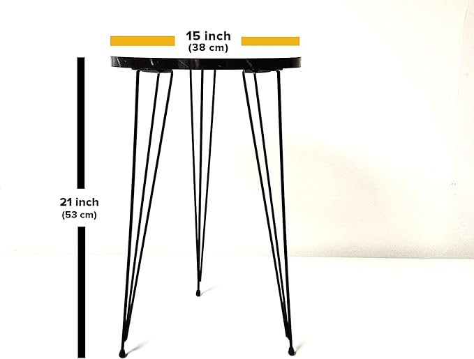 PAK HOME Set of 2 Black Marble End Tables Round Wood Sofa Side Coffee Tables - Image 2