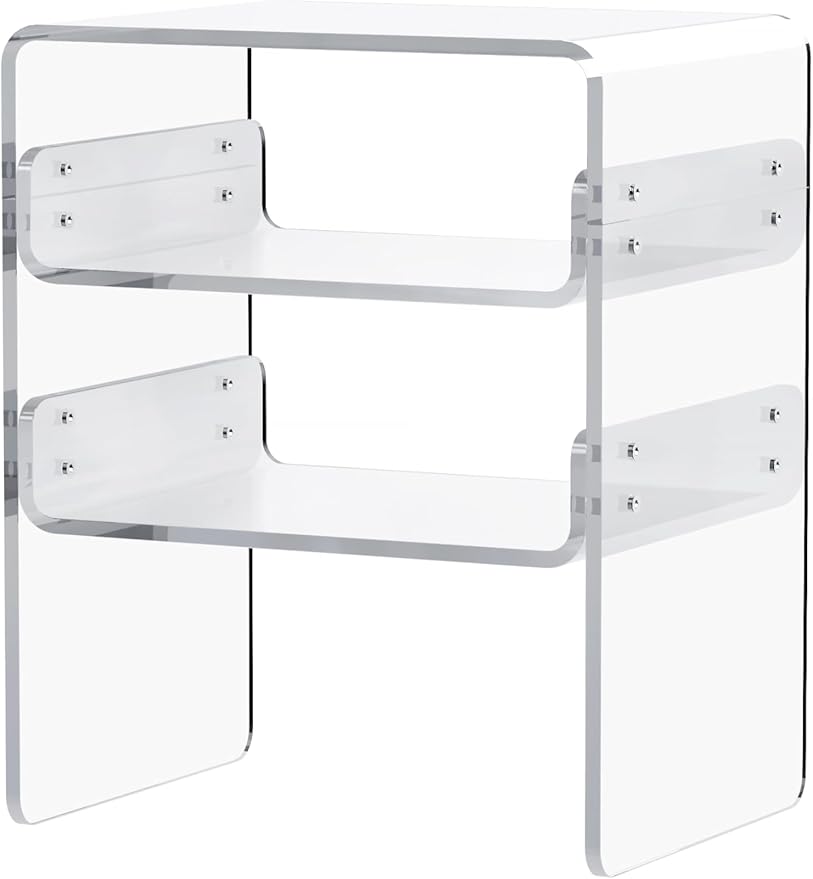 Clear Acrylic 3-Tier End Table/Nightstand – Sleek Bedside Storage - Image 7