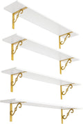 DINZI LVJ Long Wall Shelves, 31.5" Wall Mounted Shelves Set of 4, Wide Floating by DINZILVJ