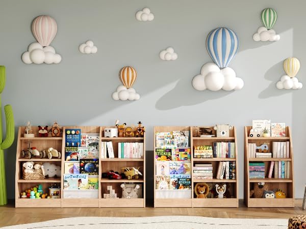 4 Tier Kids Bookshelf Set of 2, 4 Layer Sling Kids Book Shelf - Image 6