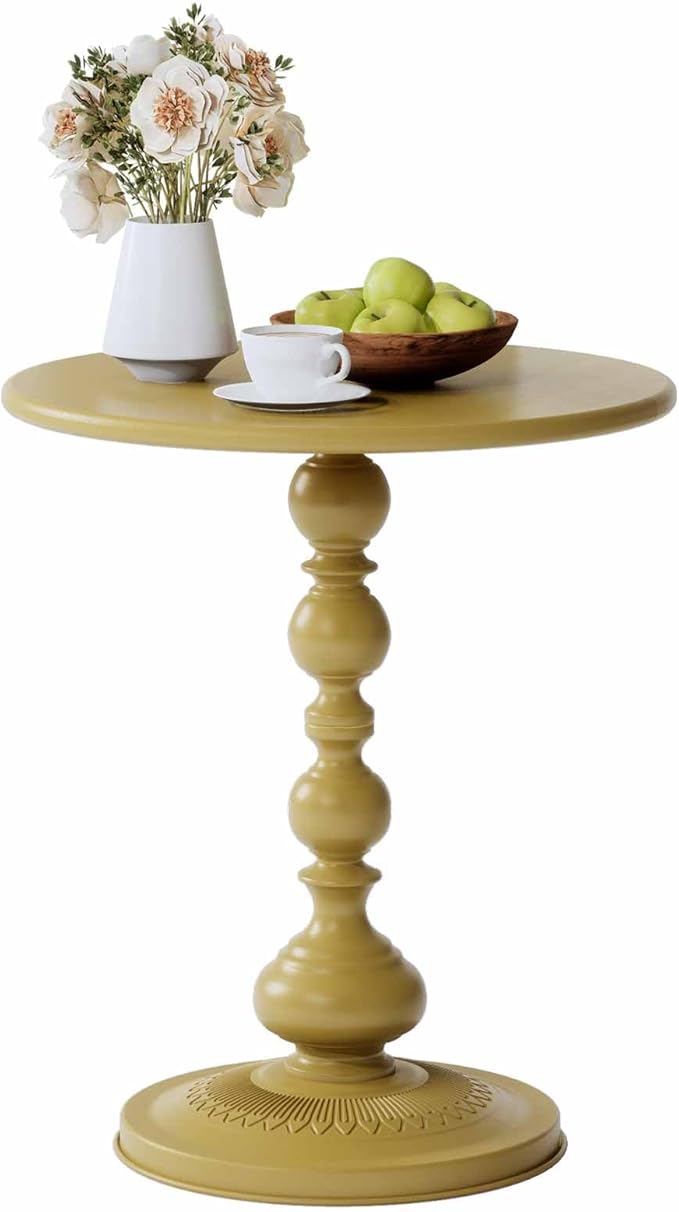 XIV Metal Small Round Side End Table, Vintage Matte Coffee Drink Cocktail Table by XIV%E2%80%94LetArtFreezeInXIV