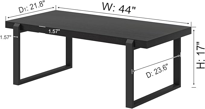 EXCEFUR Modern Black Coffee Table, Industrial Wooden and Metal Center Table - Image 2