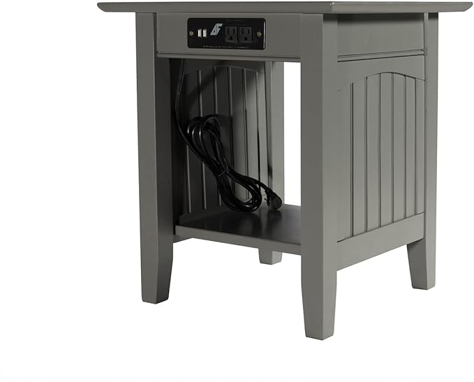 AFI Nantucket End Table with Built-in Charger in Grey - Image 6