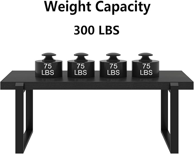 EXCEFUR Modern Black Coffee Table, Industrial Wooden and Metal Center Table - Image 6