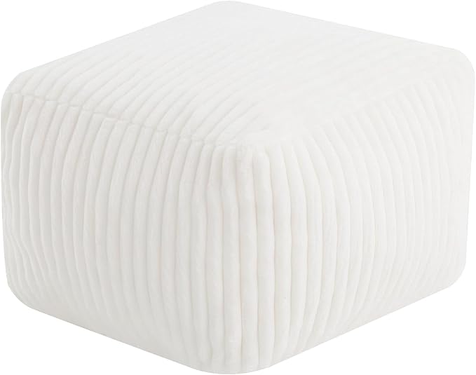 MeMoreCool Square Stuffed Pouf Ottoman Foot Rest, Stripe Furry Floor Pouf Foot by MeMoreCool