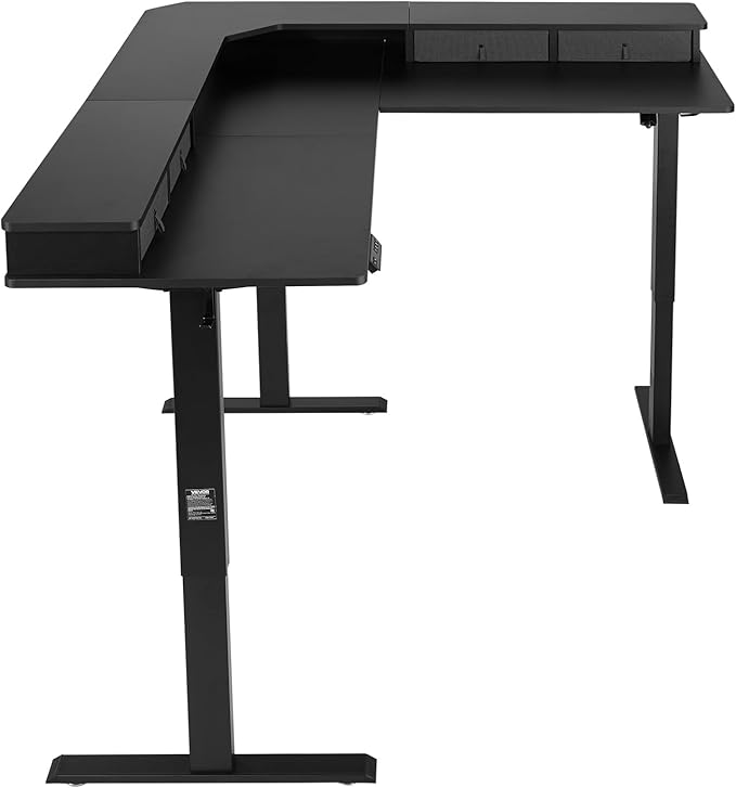 VEVOR 63'' Electric L Shaped Standing Desk, 3 Memory Height, 2-Tier Corner Table - Image 9