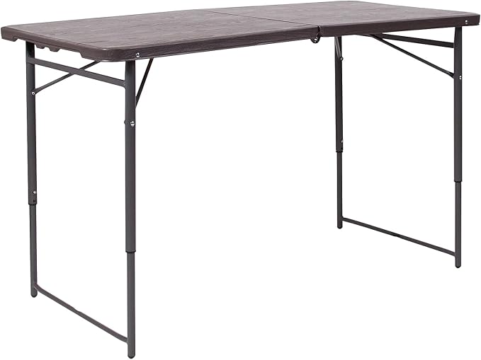 Flash Furniture Mills 4-Foot Height Adjustable Bi-Fold Brown Wood Grain Plastic by FlashFurniture