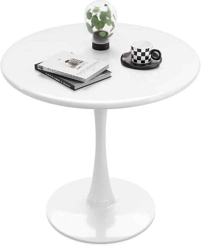 White Round Dining Table for 2 Person, 24 Inch Small Tulip Table by Recximi
