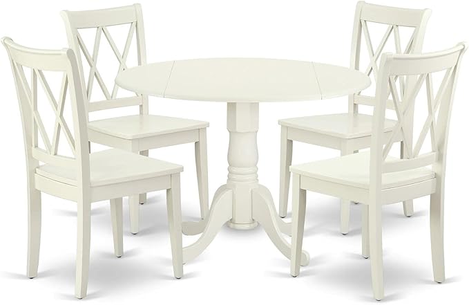 East West Furniture DLCL5-LWH-W 5 Piece Dining Set Includes a Round Dining Room by EastWestFurniture