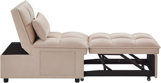 KEIKI Velvet Single Convertible Sleeper Chair Sofa Bed - Image 7