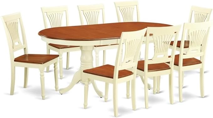 East West Furniture PLAI9-WHI-W 9 Piece Dining Table Set Includes an Oval by EastWestFurniture