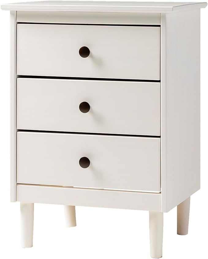 Walker Edison Traditional Wood 3 Drawer Nightstand Side Table Bedroom Storage - Image 5