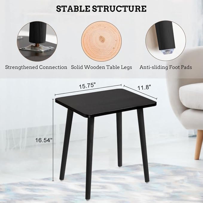 FORAOFUR Black Side/End Table, Minimalist Wooden Small Accent Table - Image 3