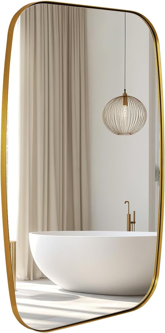 ANDY STAR Gold Oblong Mirror, 36x48 Inch Gold Oval Mirror by ANDYSTAR