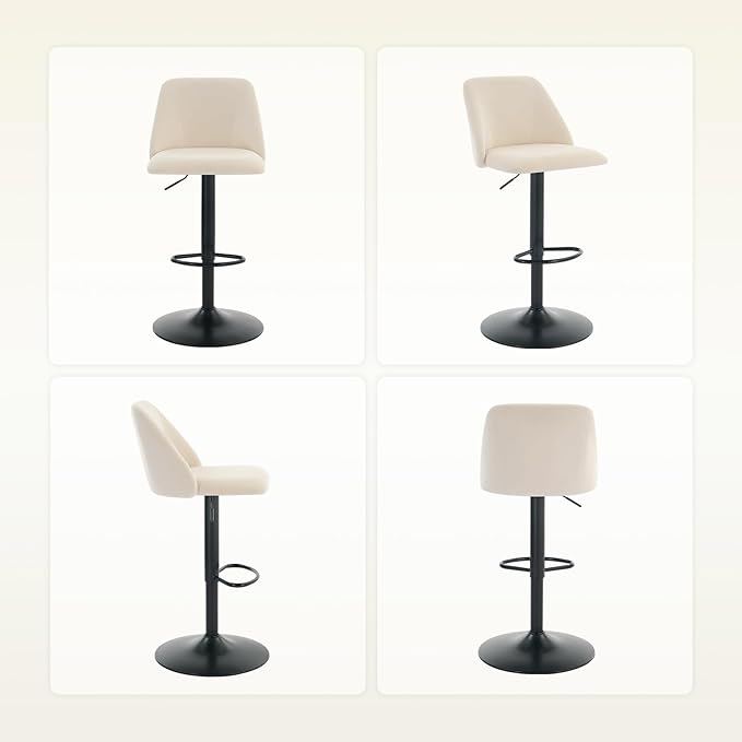 COLAMY Bar Stools Set of 4, Modern Swivel Bar Chairs, Adjustable Upholstered - Image 11