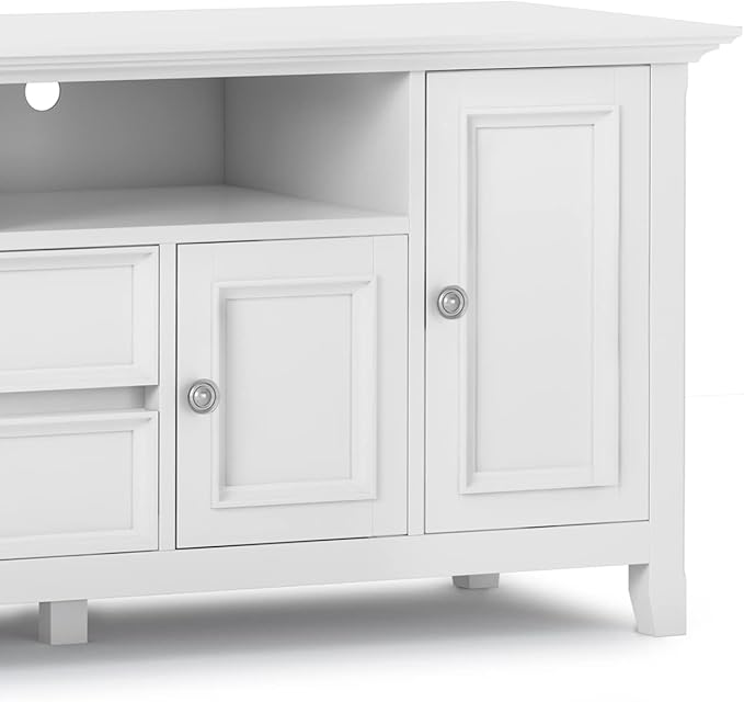 SIMPLIHOME Amherst 72-inch Wide Solid Wood TV Stand in White, - Image 10