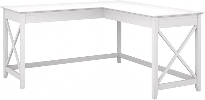 Bush Furniture Key West 60W Modern Farmhouse L Shaped Desk in Pure White Oak | by BushHome