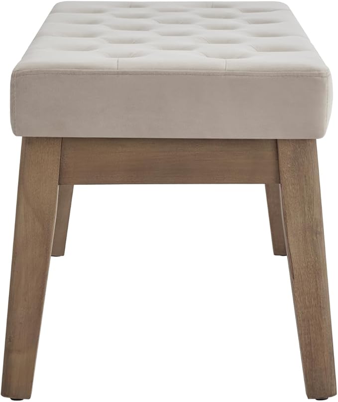 24KF Velvet Upholstered Buttons Tufted Entryway Bench - Image 8