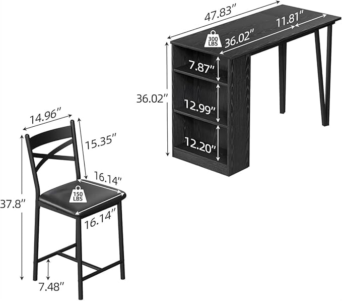 GAOMON 3 Piece Bar Table Set for 2, Bar Table and Chairs Set - Image 2