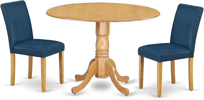 East West Furniture DLAB3-OAK-55 3 Piece Kitchen Table Set Contains a Round by EastWestFurniture