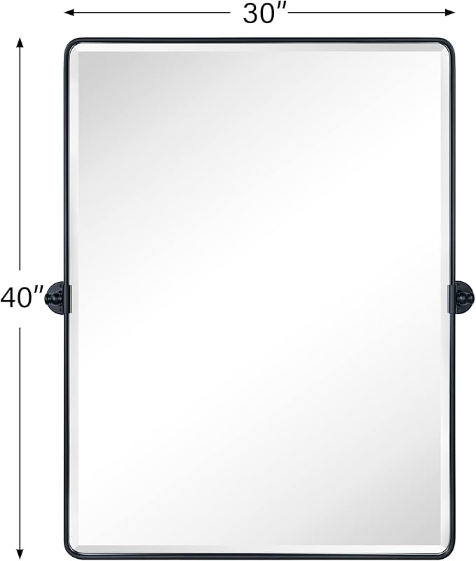TEHOME 30x40 Pivot Mirror Matt Black Tilt Bathroom Vanity Mirror Large Black - Image 6