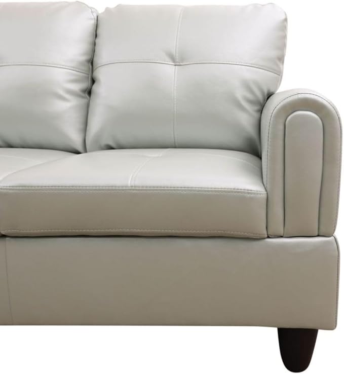 Silver Green L-Shaped 3-Piece Faux Leather Sofa - Image 6