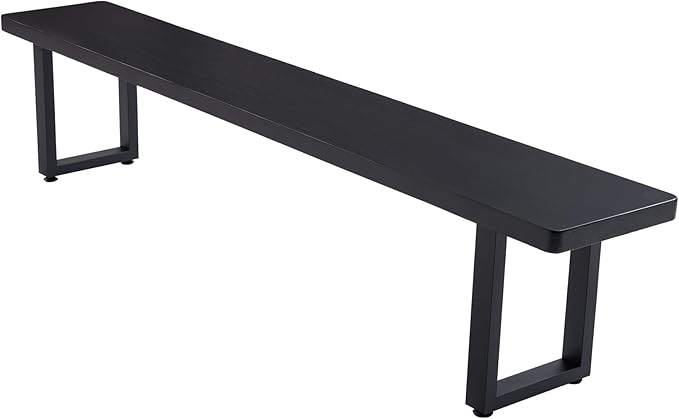 Black Bench Wooden Bench with Metal Legs Suitable by Unknown