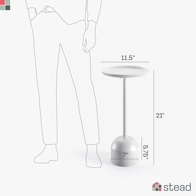 Round Metal Drink Table, Pedestal Drink Desk, Modern Home, and Living Room - Image 2