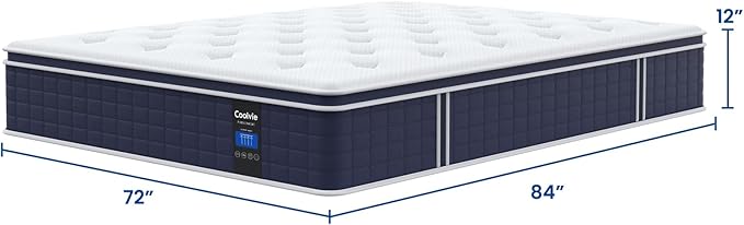 Coolvie California King Mattress in a box, Medium Firm 12 Inch Hybrid Cal King - Image 3