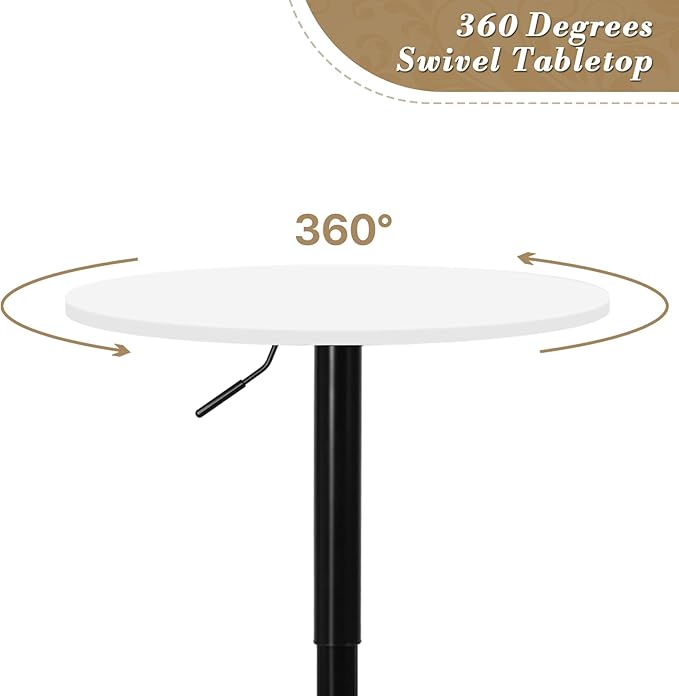 Athena Collection Modern Bar Table Round Top Height Adjustable, Tall Bistro Pub - Image 5