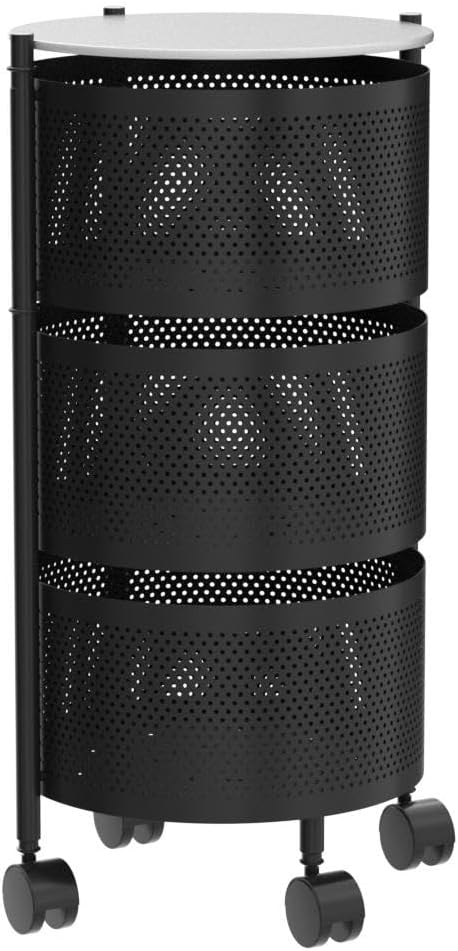 JAQ Vegetables Storage Basket, Rotating Storage Shelves Basket Carts Rack - Image 4