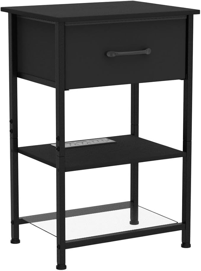 Nightstands Set of 2 with Charging Station and Drawer, End Table Side Table - Image 5